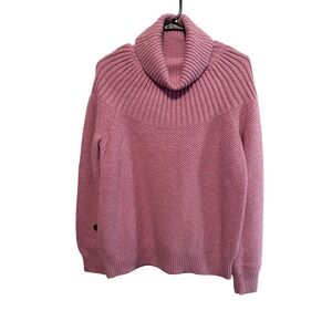 J.Crew Womens Large Pink Cotton‎ Blend Ribbed Knit Cowl Neck Sweater